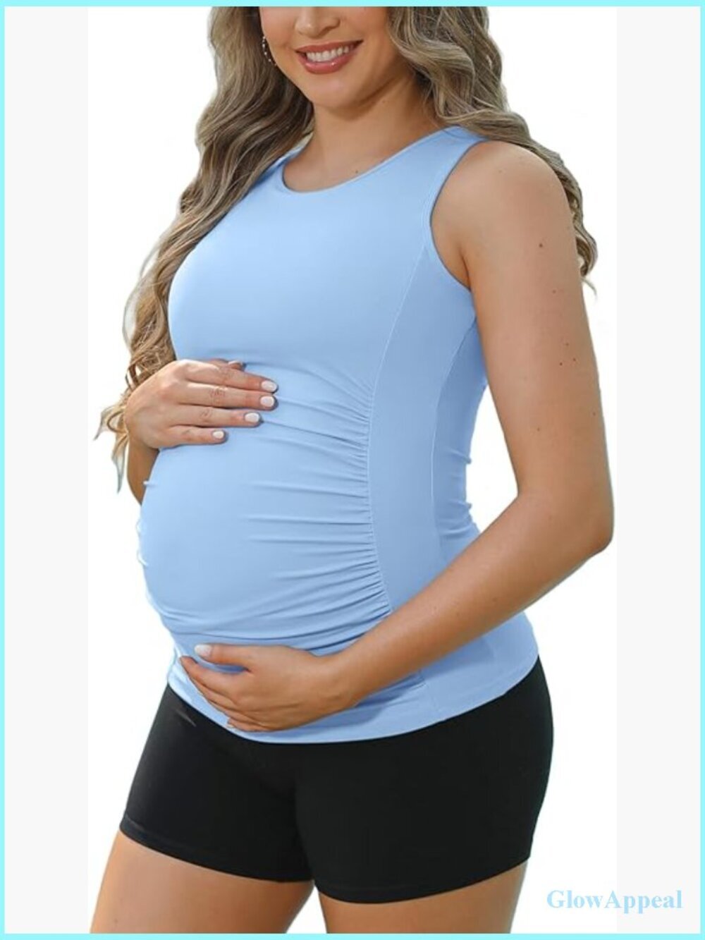 Maternity Tank Top with Built-in Bra Side Ruched Sleeveless Pregnancy